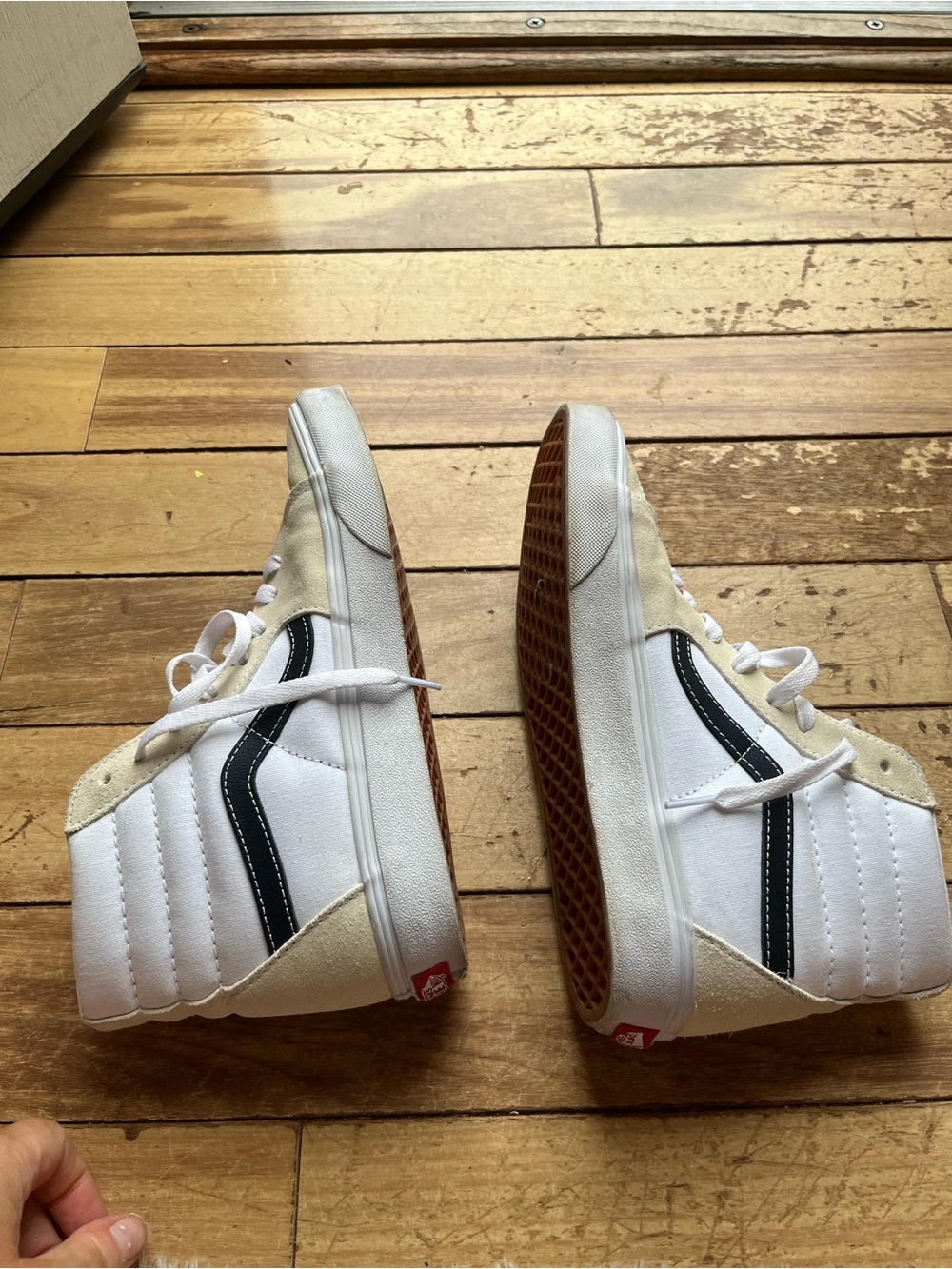 Vans White, Beige & Black High-Top Skate Sneakers